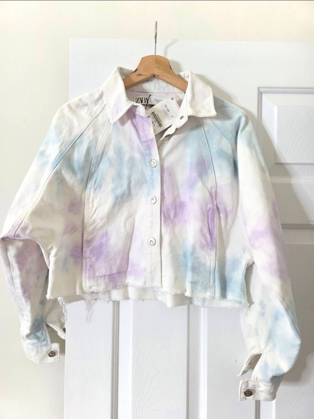 Zara tie dye denim croped Jacket M NWT